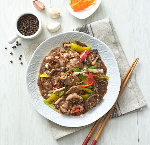 อกเป็ดผัดพริกไทยดำ
